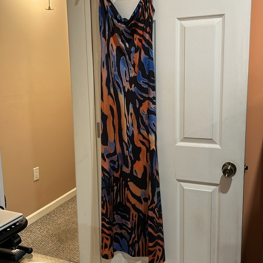 Women’s Spaghetti String Multi Colored Maxi Dress - image 4